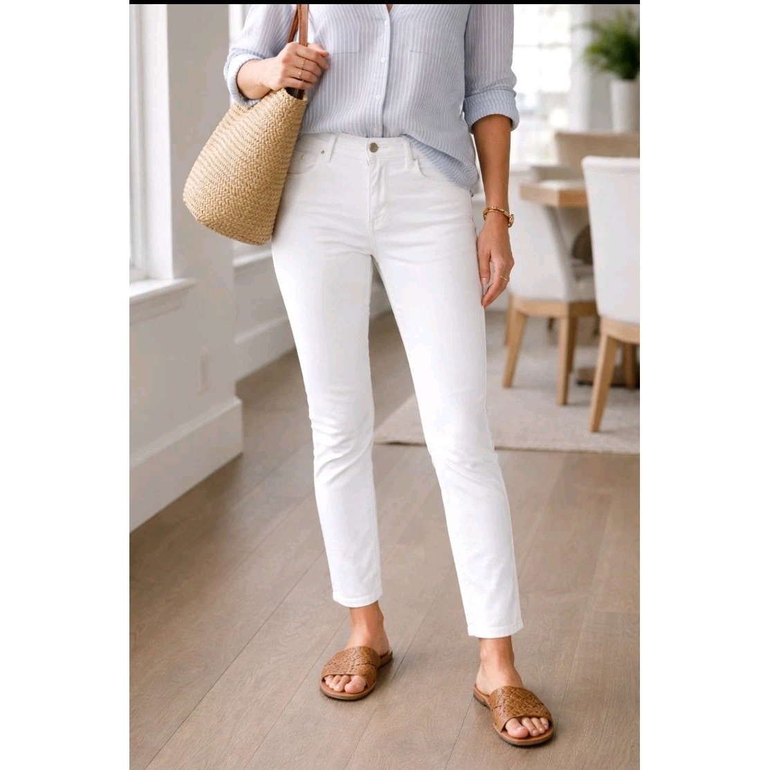 J Jill Authentic Fit Slim Ankle White Jeans Women's Size 10